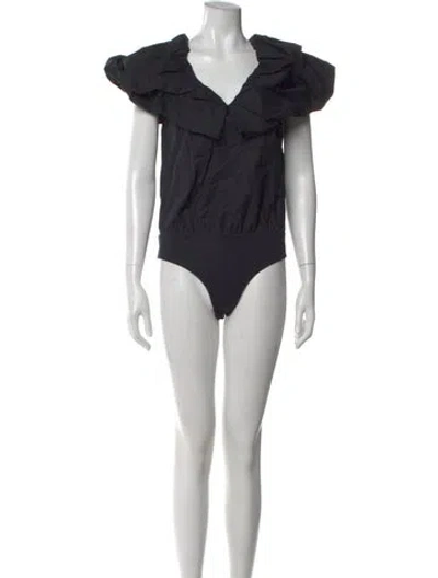 Pre-owned Johanna Ortiz V-neck Sleeveless Bodysuit In Black