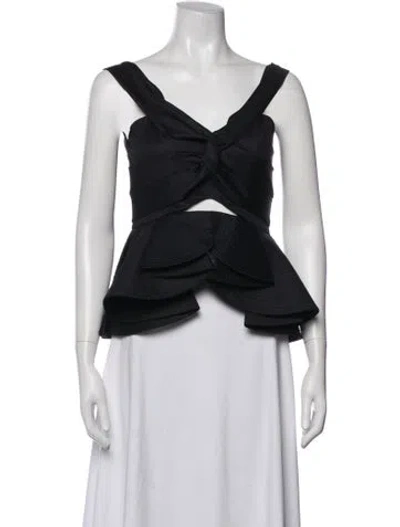 Pre-owned Johanna Ortiz V-neck Sleeveless Top In Black