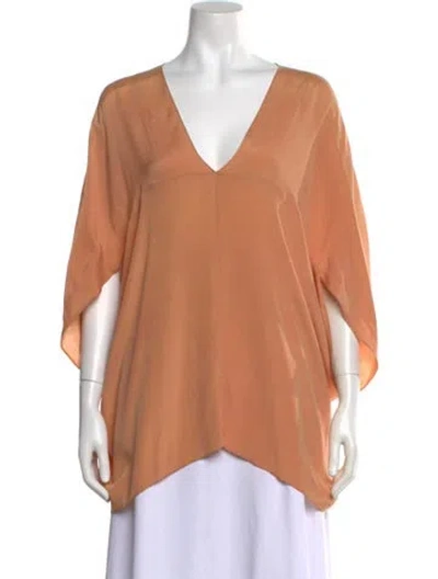 Pre-owned Johanna Ortiz V-neck Three-quarter Sleeve Tunic In Orange