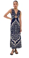 Johanna Ortiz Voyage Reversible Jersey Maxi Dress In Palma Sevillana Navy/ecru
