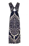Johanna Ortiz Voyage Ankle Twisted Cutout Crepe Maxi Dress In Navy