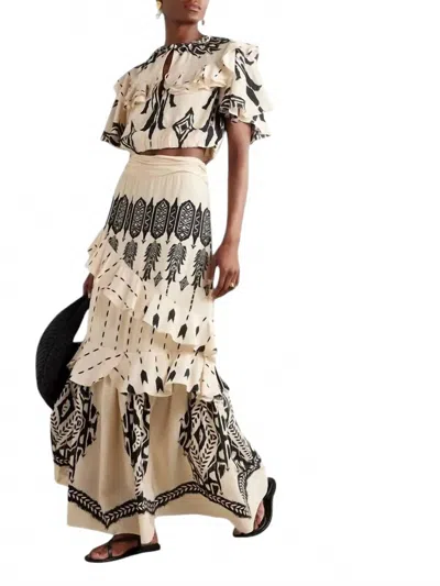 Johanna Ortiz Walnut Canyon Tiered Ruffle Maxi Skirt In Ivory