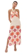 Johanna Ortiz Linen Water Adventure Midi Dress In Orange
