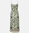 Johanna Ortiz Water Adventure Linen Midi Dress In Green