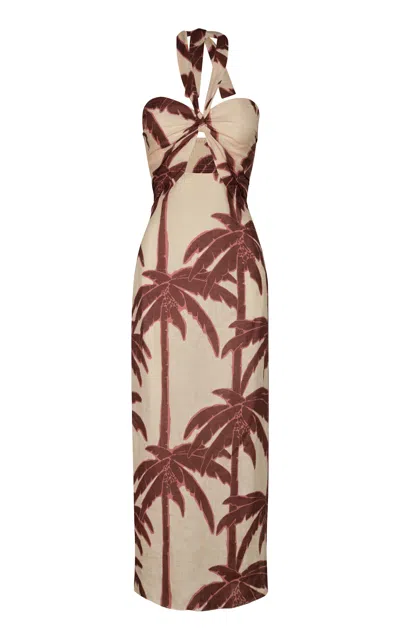 JOHANNA ORTIZ WATER ADVENTURE PRINTED LINEN MAXI DRESS