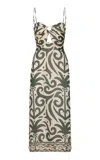 JOHANNA ORTIZ WATER ADVENTURE PRINTED LINEN MIDI DRESS