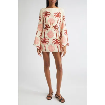 JOHANNA ORTIZ JOHANNA ORTIZ WAVE AFTER WAVE LONG SLEEVE LINEN MINIDRESS