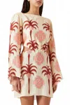 Johanna Ortiz Wave After Wave Mini Dress In Ecru Apricot Light Pink In Multi