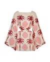 Johanna Ortiz Wave After Wave Long Sleeve Linen Minidress In Pink