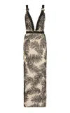 Johanna Ortiz Weatherly Beaded Silk Maxi Dress In Black,white
