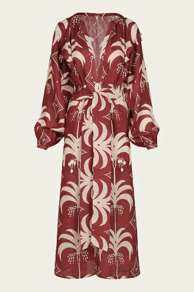 Johanna Ortiz Weaving Waves Tunic Dress In Dark Cherry Ecru In Brown