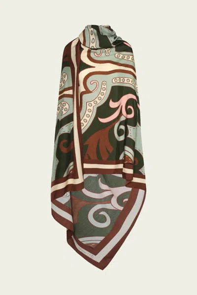 Johanna Ortiz Western Arabesque Shawl In Grass Green
