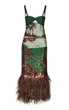 Johanna Ortiz Western Fiesta Fringed Maxi Dress In Dark Green