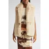 Johanna Ortiz Western Whimsy Genuine Shearling Vest In Neutral