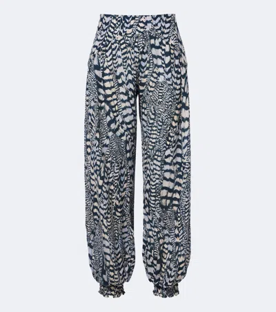 Johanna Ortiz Whispered Motion Silk Georgette Balloon Pants In Blue