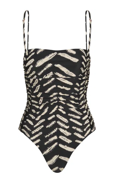 Johanna Ortiz Whispering Tides Printed One-piece Swimsuit In Black