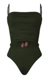 Johanna Ortiz Whispering Tides Square-neck One-piece Bathing Suit In Olive