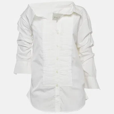 Pre-owned Johanna Ortiz White Cotton Pintuck Detail Shirt S
