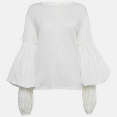 Pre-owned Johanna Ortiz White Cotton Puff Sleeve Top M
