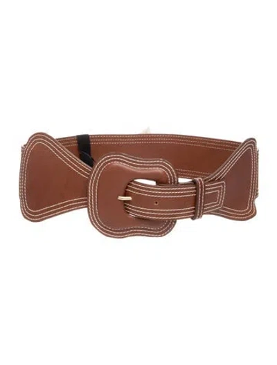 Pre-owned Johanna Ortiz Wide Leather Waist Belt In Brown