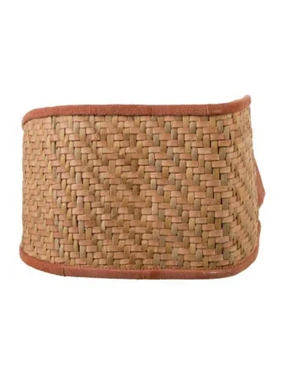 Pre-owned Johanna Ortiz Wide Suede Waist Belt In Orange