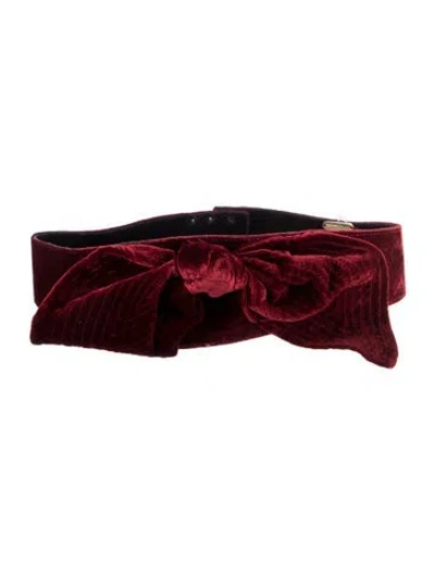 Pre-owned Johanna Ortiz Wide Velvet Waist Belt In Red