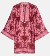 Johanna Ortiz Womens Pink/cheery Wild Savannah Long-sleeves Linen Tunic Dress In Gray