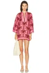 Johanna Ortiz Womens Pink/cheery Wild Savannah Long-sleeves Linen Tunic Dress In Gray