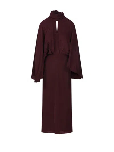 Johanna Ortiz Wine Parajes Lejanos Ankle Dress In Burgundy