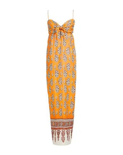 Johanna Ortiz Woman Maxi Dress Orange Size 8 Viscose