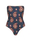 Johanna Ortiz Alta Mar Strapless One-piece Swimsuit In Blue