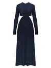 Johanna Ortiz Divine Dominion Glitter Long Sleeve Twist Cutout Dress In Blue