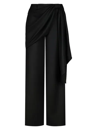 Johanna Ortiz Women's Candelaria Outlaw Draped Wool Relaxed-fit Pants In Black