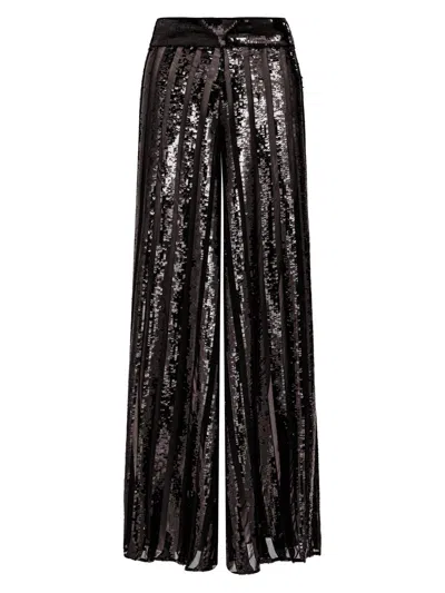 Johanna Ortiz Women's Candelaria Sequined Wide-leg Relaxed-fit Pants In Black