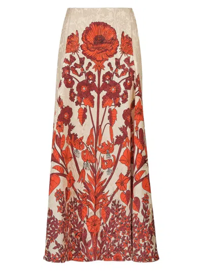Johanna Ortiz Encanto De Isla Floral-pattern Midi Skirt In Neutral