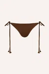 Johanna Ortiz Schooner Twist-detailed Bikini Bottom In Brown