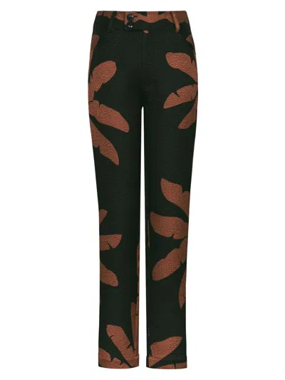 Johanna Ortiz Women's Great Basin Wool & Silk Jacquard Straight-leg Pants In Black