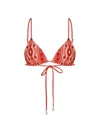 Johanna Ortiz Konibo Embellished Printed Triangle Bikini Top In Red