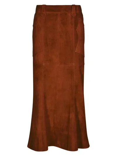 Johanna Ortiz Women's Micaela Sundown Leather Midi-skirt In Brown
