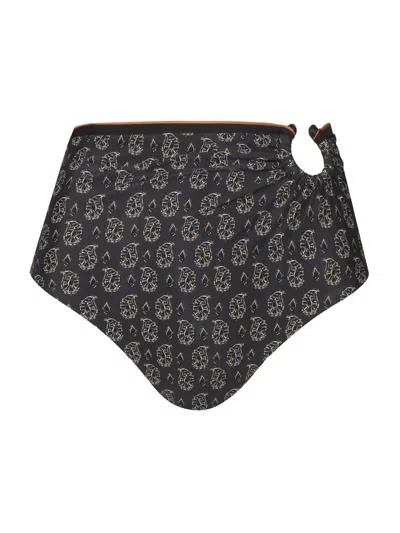 Johanna Ortiz Women's Playa Grande Taita Printed Bikini Bottom In Black