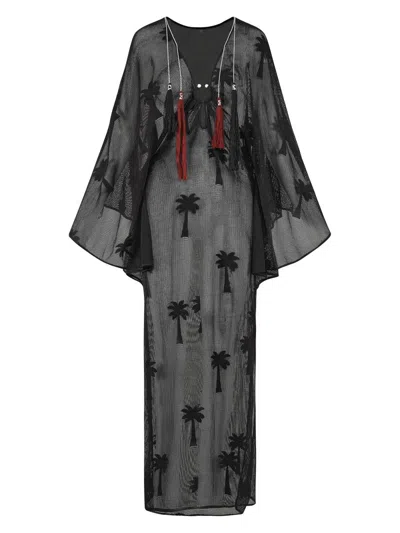 Johanna Ortiz Women's Playa Grande Veil Cotton Mesh Tunic Dress In Black