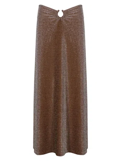 Johanna Ortiz Women's Port Maria Chocolate Rainstorm Metallic Knit Midi-skirt