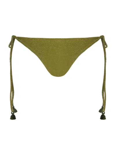 Johanna Ortiz Iquitos Glittered Side-tie Triangle Bikini Bottom In Green