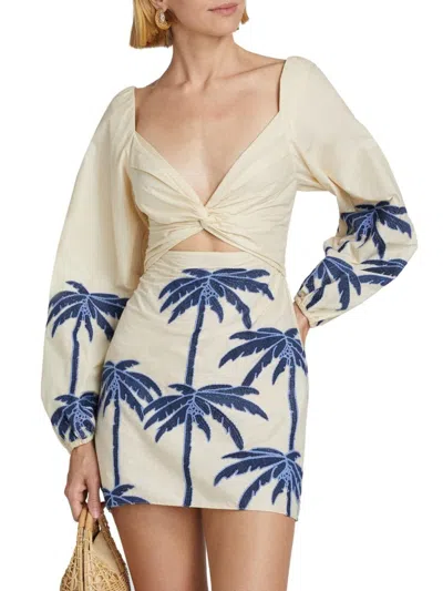 Johanna Ortiz The Power Of The Sea Dress In Ecru Blue In Ecru/blue