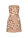 Johanna Ortiz Raíz Ritua Strapless Linen Mini Dress In Neutral