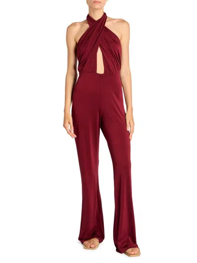 Johanna Ortiz Women's Submerged Crisscross Halterneck Jumpsuit In Wine