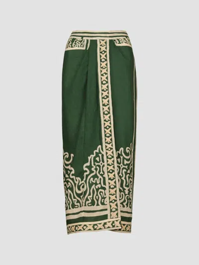 Johanna Ortiz Women's Tactile Mirage Linen Maxi Skirt In Green