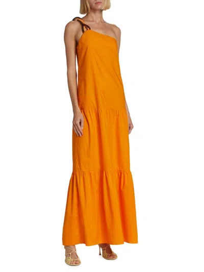 Johanna Ortiz Women's Volcanic Dreams Asymmetric Poplin Maxi Dress In Orange