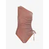 Johanna Ortiz Womens Brown Whispering One-shoulder Swimsuit