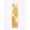 Johanna Ortiz Tropical Harmony Silk Maxi Dress In Clavel Ecru/yellow